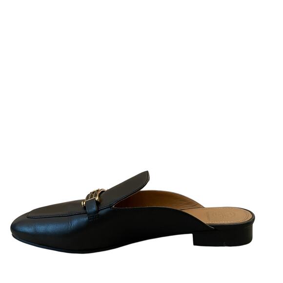 TORY BURCH Black Leather Slip-On Loafer Mules US 8.5 EU 39 - Picture 4 of 16